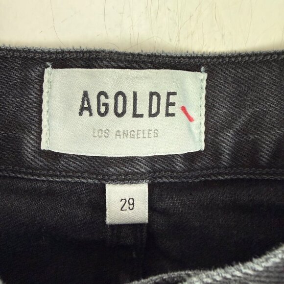 NWT AGOLDE Pieced 90s Pinch Waist Pants Jeans Howl/Detox Leather Black Size 29 - Picture 7 of 14